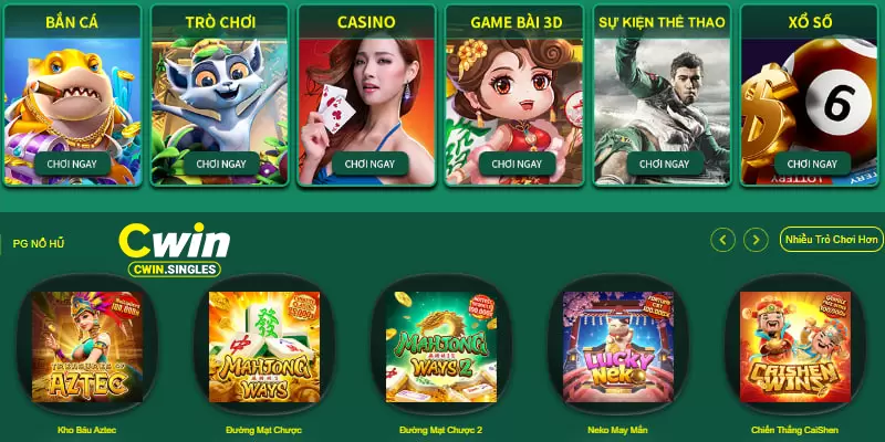 Sảnh game hấp dẫn tại nhà cái Cwin